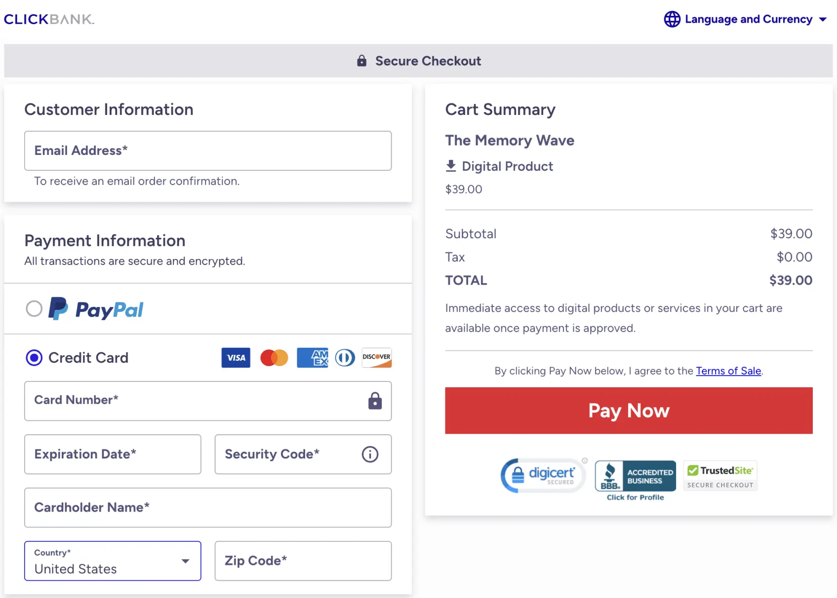 The Memory Wave™™  Checkout Page
